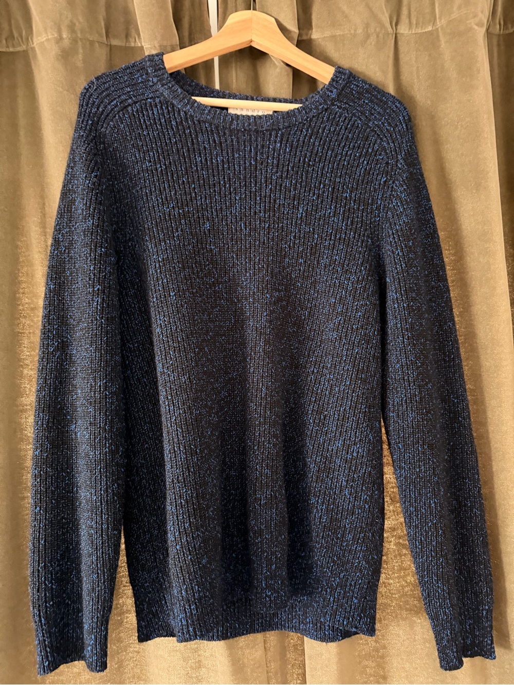 Sandro Navy and Black Metallic Ribbed Sweater